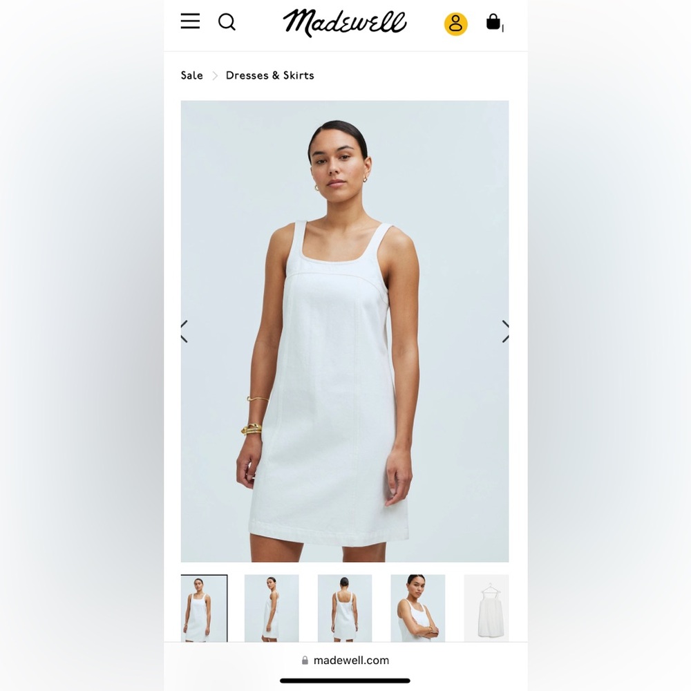Madewell Denim A-Line Sleeveless Mini Dress in White